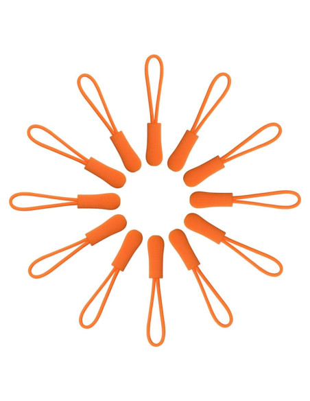 20 Tiradores de Cremallera de Nylon Naranja - Reemplazo Universal