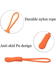 20 Tiradores de Cremallera de Nylon Naranja - Reemplazo Universal 2