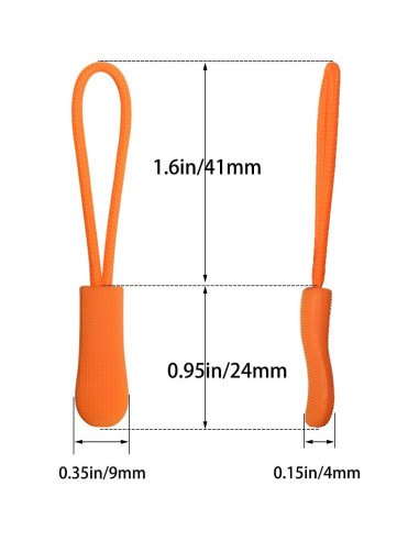 20 Tiradores de Cremallera de Nylon Naranja - Reemplazo Universal