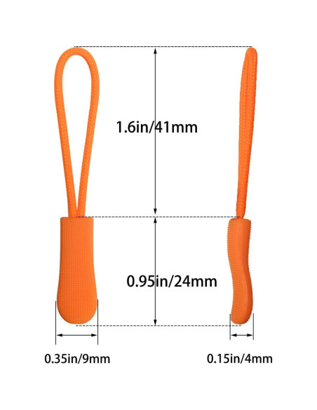 20 Tiradores de Cremallera de Nylon Naranja - Reemplazo Universal