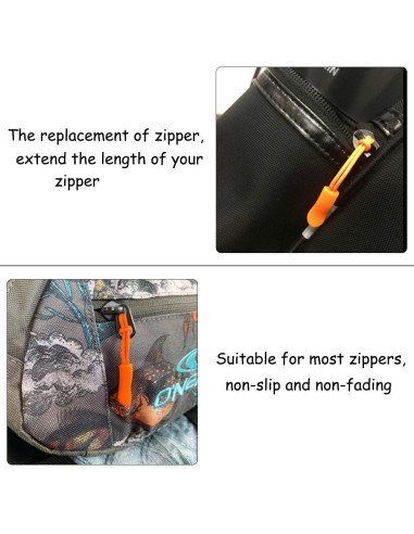 20 Tiradores de Cremallera de Nylon Naranja - Reemplazo Universal