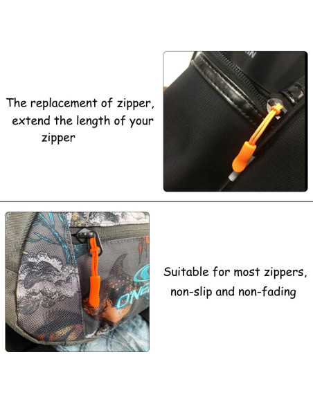 20 Tiradores de Cremallera de Nylon Naranja - Reemplazo Universal