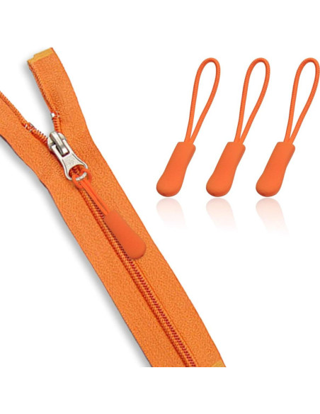 20 Tiradores de Cremallera de Nylon Naranja - Reemplazo Universal
