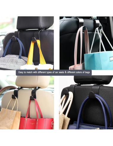 Gancho para Reposacabezas de Coche Amooca - 4 Piezas, Soporta 25 kg