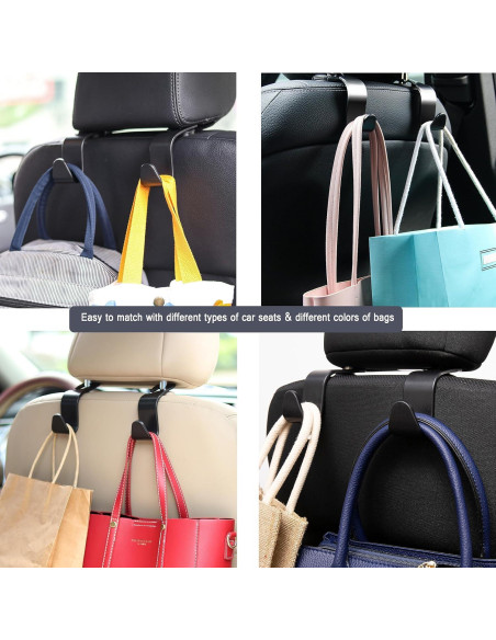 Gancho para Reposacabezas de Coche Amooca - 4 Piezas, Soporta 25 kg Gancho para Reposacabezas de Coche Amooca - 4 Piezas, Soporta 25 kg