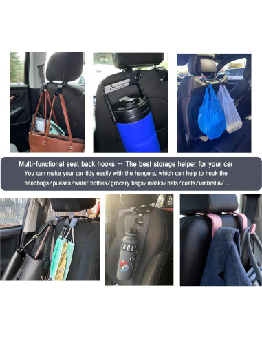 Gancho para Reposacabezas de Coche Amooca - 4 Piezas, Soporta 25 kg