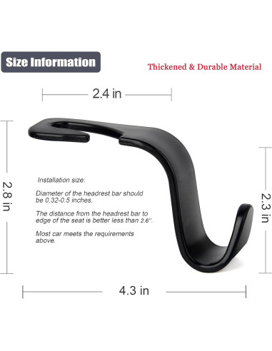 Gancho para Reposacabezas de Coche Amooca - 4 Piezas, Soporta 25 kg