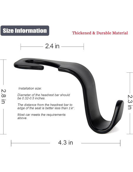 Gancho para Reposacabezas de Coche Amooca - 4 Piezas, Soporta 25 kg Gancho para Reposacabezas de Coche Amooca - 4 Piezas, Soporta 25 kg