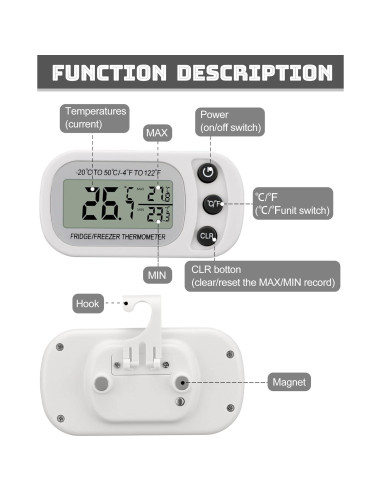 Termómetro Digital Impermeable Frienda - Paquete de 12 Blancos