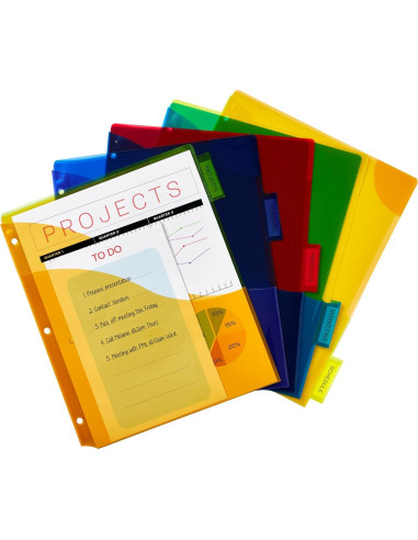 Separadores Avery de Plástico para Carpetas 3 Anillas - 5 Pestañas Multicolor