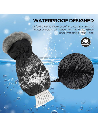 Raspador de Hielo con Guante TKKEUEP - Impermeable y Acolchado