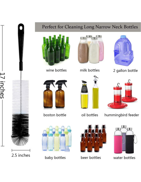 ALINK Juego de 8 Cepillos de Limpieza para Botellas y Popotes