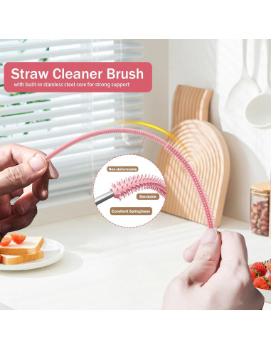 Set de 2 Cepillos Limpiadores de Pajitas Cabipeove 25cm Rosa