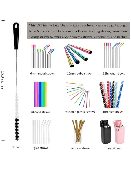 ALINK Juego de 8 Cepillos de Limpieza para Botellas y Popotes