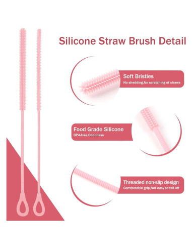 Set de 2 Cepillos Limpiadores de Pajitas Cabipeove 25cm Rosa