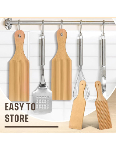 3 Palas de Gnocchi de Madera Newtay 23 x 7 cm Herramientas Pasta