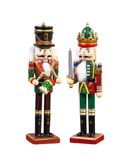 2 Piezas Soldados Cascanueces de Madera 30cm Decoración Navideña
