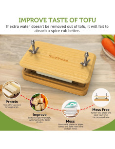 Prensa de Tofu YARKOR de Bambú con Colador y Bandeja 0.45kg 2