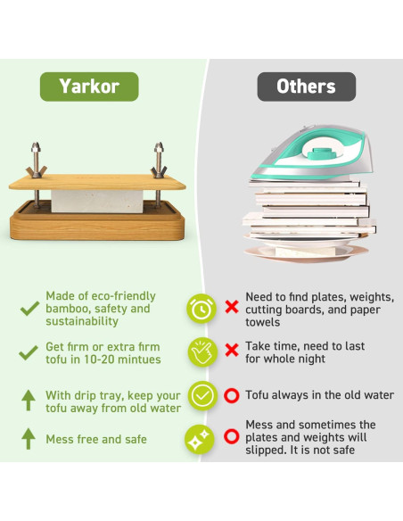 Prensa de Tofu YARKOR de Bambú con Colador y Bandeja 0.45kg Prensa de Tofu YARKOR de Bambú con Colador y Bandeja 0.45kg