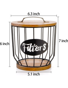 Soporte de Filtros de Café Yarlung con Tapa y Base de Madera 2