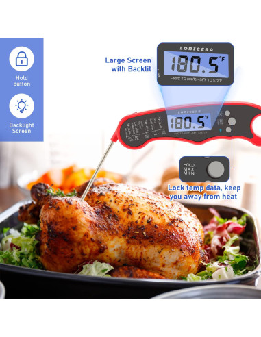 Termómetro Digital Lonicera DT126 Impermeable para Cocina y BBQ