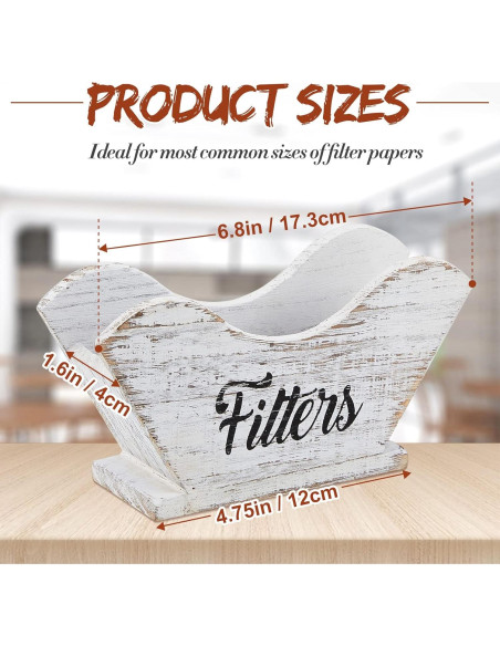 Soporte de Filtros de Café Juexica de Madera Rústica 17.5x9.5 cm Soporte de Filtros de Café Juexica de Madera Rústica 17.5x9.5 cm