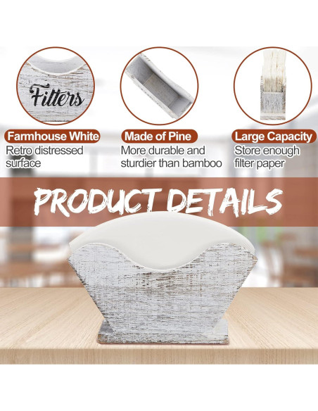 Soporte de Filtros de Café Juexica de Madera Rústica 17.5x9.5 cm Soporte de Filtros de Café Juexica de Madera Rústica 17.5x9.5 cm