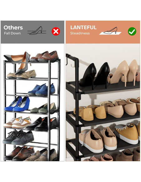 Estante para Zapatos LANTEFUL 3 Niveles Negro, Organizador Compacto