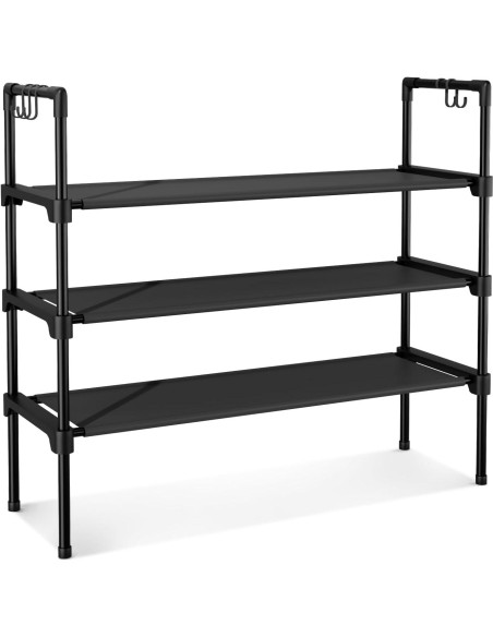 Estante para Zapatos LANTEFUL 3 Niveles Negro, Organizador Compacto