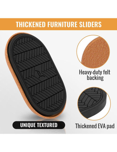 Deslizadores de Muebles TOMHUA 4 PCS Ovalados 24.1x14.6 cm Deslizadores de Muebles TOMHUA 4 PCS Ovalados 24.1x14.6 cm