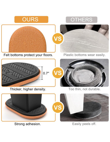 Deslizadores de Muebles TOMHUA 4 PCS Ovalados 24.1x14.6 cm