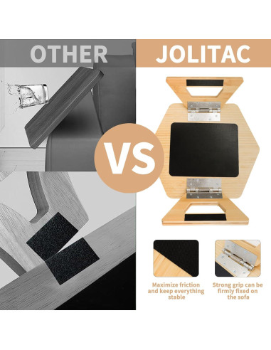 Mesa de brazo Jolitac de madera natural para sofá - 27.7x20.1 cm