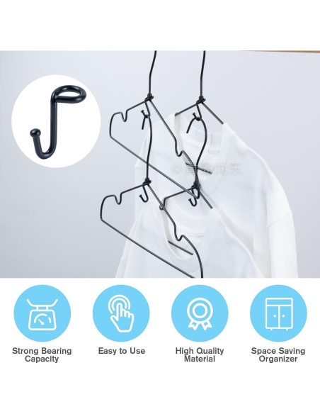 Ganchos Conectores para Perchas KOOBAY 36PCS Metal Negro Ganchos Conectores para Perchas KOOBAY 36PCS Metal Negro