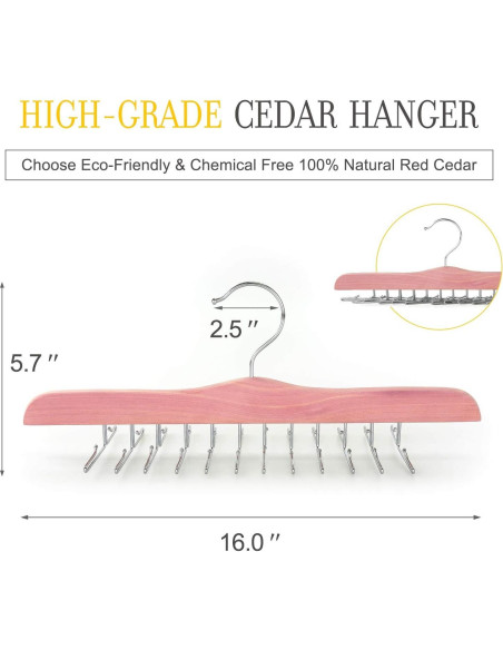 Perchas de Madera de Cedro TOPIA HANGER para Corbatas - 24 Clips Perchas de Madera de Cedro TOPIA HANGER para Corbatas - 24 Clips