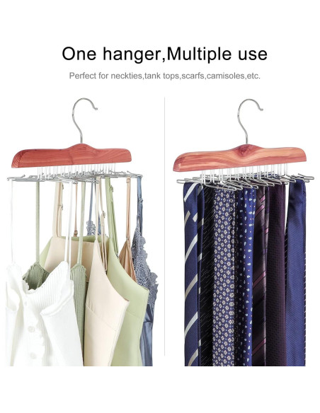 Perchas de Madera de Cedro TOPIA HANGER para Corbatas - 24 Clips Perchas de Madera de Cedro TOPIA HANGER para Corbatas - 24 Clips