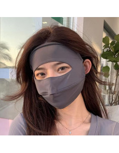 Cubierta Facial UV para Mujeres Kiobrvhe UPF 50+ Lavable Gris A 2