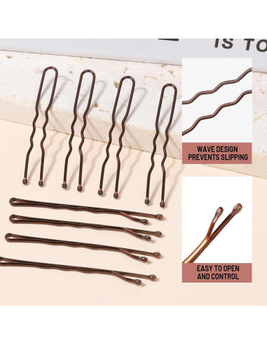 Set de 100 Horquillas Marrones Teenitor 5.08cm para Cabello