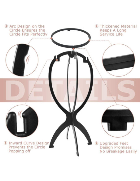 Soporte para Pelucas Dreamlover Negro 36 cm - Paquete de 3