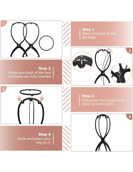Soporte para Pelucas Dreamlover Negro 36 cm - Paquete de 3