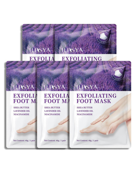 Mascarilla Exfoliante para Pies ILISYA - 5 Calcetines Lavanda