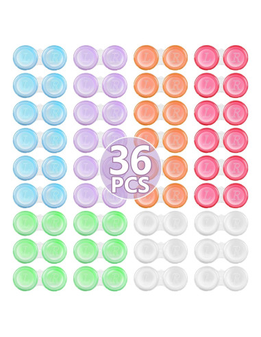Paquete de 36 estuches para lentes de contacto transparentes