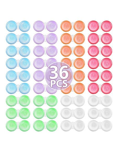 Paquete de 36 estuches para lentes de contacto transparentes Paquete de 36 estuches para lentes de contacto transparentes