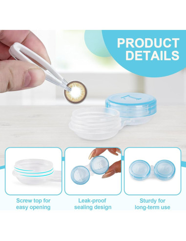 Paquete de 20 estuches para lentes de contacto KAOPET a prueba de fugas