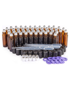 Botellas de Aceite Esencial HUAJING 10ml Ámbar 48 Pack