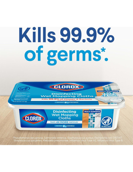 Paquete de Paños de Mopa Húmedos Desinfectantes Clorox - 48 Recargas