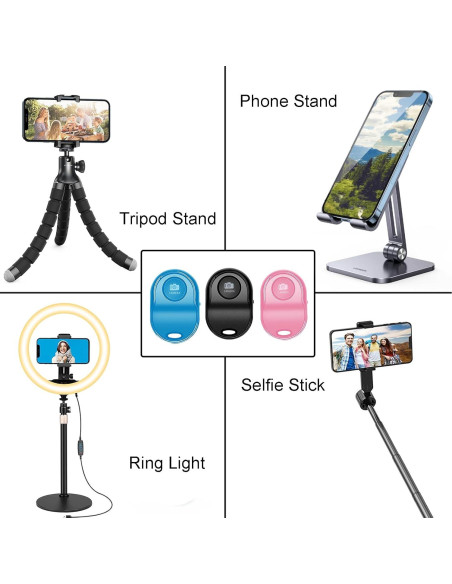 Control Remoto Inalámbrico Bluetooth Quepanda AB-001 para Smartphone - Paquete de 3 Control Remoto Inalámbrico Bluetooth Quepanda AB-001 para Smartphone - Paquete de 3