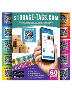 Etiquetas de Almacenamiento con Código QR - 60 Unidades Multicolores