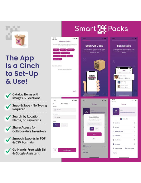 Etiquetas QR SmartPacks - 48 etiquetas para mudanza y almacenamiento