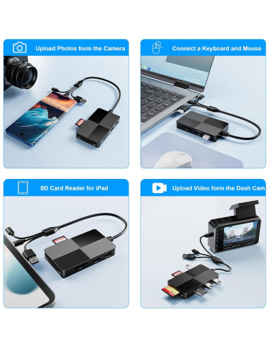 Adaptador Lector de Tarjetas 8 en 1 Bawanfa Plus USB-C