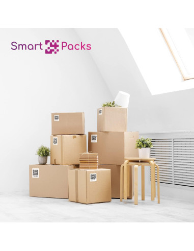 Etiquetas QR SmartPacks - 48 etiquetas para mudanza y almacenamiento